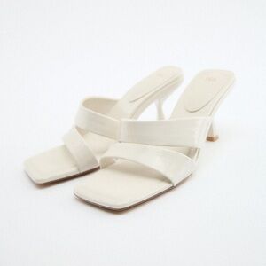 Zara white high heels sandals